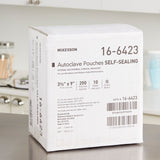 McKesson Sterilization Pouch Ethylene Oxide (EO) Gas / Steam 3-1/2 X 9 Inch Transparent Blue / White Self Seal Paper / Film (960943_BX) 200/BX