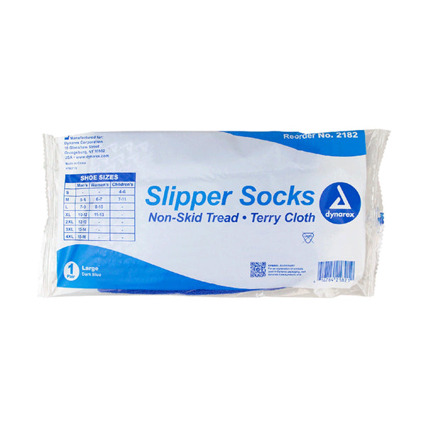 Dynarex Slipper Socks Unisex Adult Large Single Tread Single Patient Use Blue (826645_EA) 1/EA