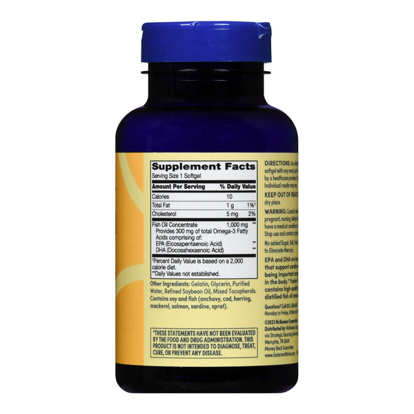 Foster & Thrive™ Omega 3 Supplement Fish Oil 1,000 mg Strength Softgel 100 per Bottle (1244151_BT) 1/BT