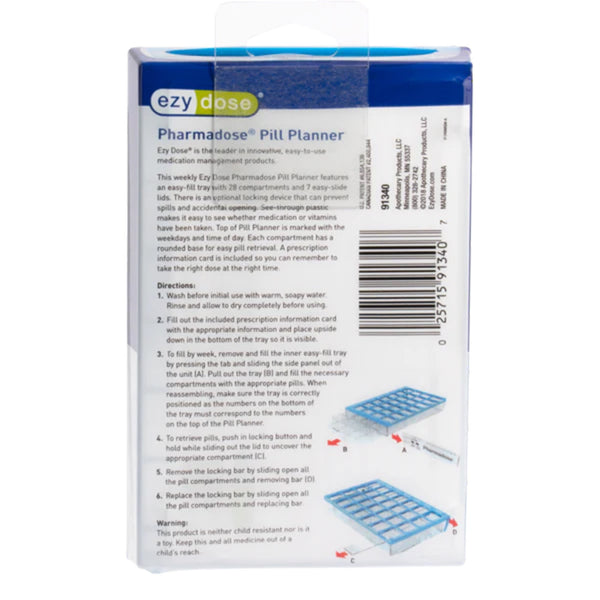 Pharmadose® Locking Pill Planner Pill Organizer Small 7 Day 4 Dose (1146030_CT) 6/CT