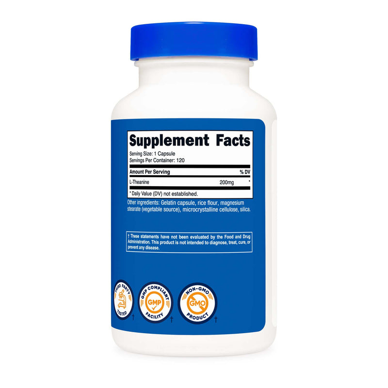 nutricost® Dietary Supplement L-Theanine 200 mg Strength Capsule 120 Per Bottle (1270257_BT) 1/BT