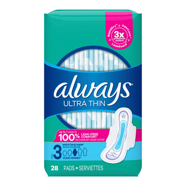 Always® Ultra Thin Feminine Pad With Wings Super Absorbency (1231748_PK) 28/PK