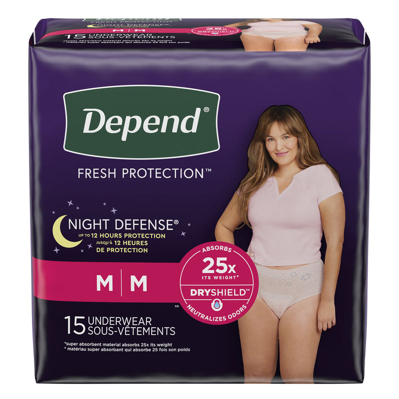 Depend® Night Defense® Female Adult Absorbent Underwear Waistband Style Medium Disposable Heavy Absorbency (1163806_PK) 15/PK
