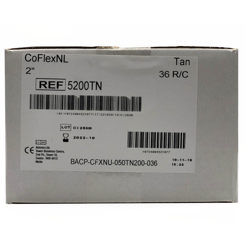 CoFlex® NL Cohesive Bandage 2 Inch X 5 Yard Self-Adherent Closure Tan NonSterile 12 lbs. Tensile Strength (364341_CS) 36/CS