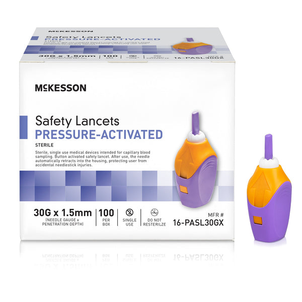 McKesson Safety Lancet 30 Gauge Retractable Pressure Activated Finger (1217983_CS) 2000/CS