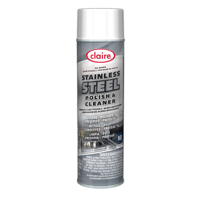 Claire Stainless Steel Polish and Cleaner, Lemon Scent, 15 oz Aerosol Spray (CGC841EA) Each