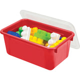Storex Cubby Bin with Lid, 12.28 x 7.95 x 5.23, Red, 5/Pack (STX62407U05C) Pack of 5