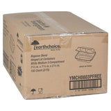 Pactiv Evergreen EarthChoice PFAS Free Compostable Hinged Lid Container, 3-Compartment, 8 x 8 x 3, Natural, Sugarcane, 150/Carton (PCTYMCH0803PFFR) Case of 150