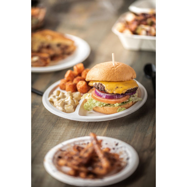 Pactiv Evergreen EarthChoice PFAS Free Compostable Dinnerware, Plate, 9" dia, Natural, 500/Carton (PCTYMC50009PFFR) Case of 500