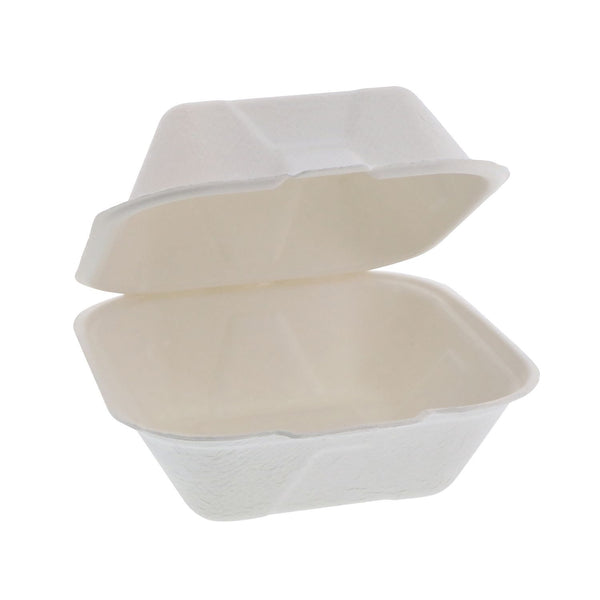 Pactiv Evergreen EarthChoice PFAS Free Compostable Hinged Lid Container, 6 x 6 x 3, Natural, Sugarcane, 500/Carton (PCTYMCH0080PFFR) Case of 500
