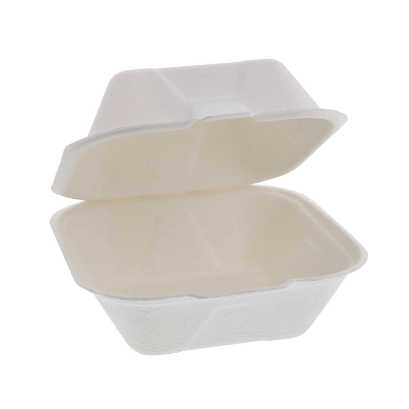Pactiv Evergreen EarthChoice PFAS Free Compostable Hinged Lid Container, 6 x 6 x 3, Natural, Sugarcane, 500/Carton (PCTYMCH0080PFFR) Case of 500