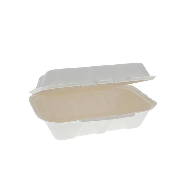 Pactiv Evergreen EarthChoice PFAS Free Compostable Hinged Lid Container, 9 x 6 x 3, Natural, Sugarcane, 150/Carton (PCTYMCH0089PFFR) Case of 150