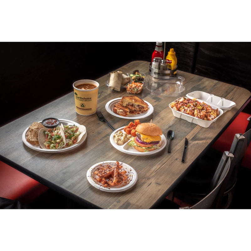 Pactiv Evergreen EarthChoice PFAS Free Compostable Dinnerware, Plate, 9" dia, Natural, 500/Carton (PCTYMC50009PFFR) Case of 500