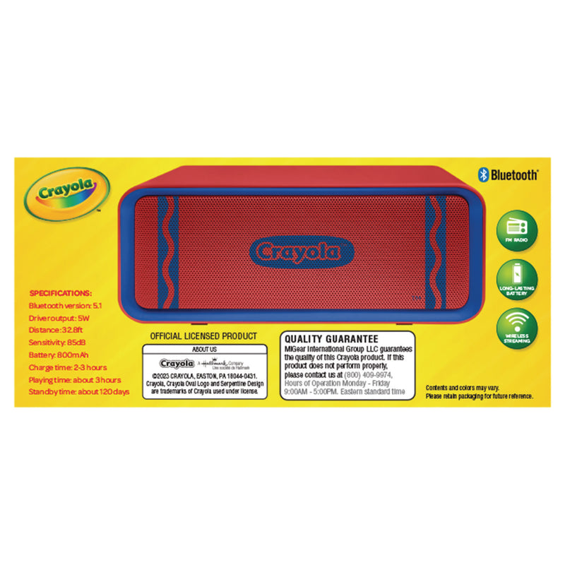 Crayola Portable Speaker, Bluetooth, Red/Blue (MIGCBT300R) Each