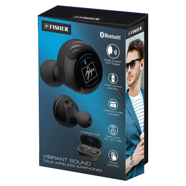 Fisher Vibrant Sound True Wireless Earphones, Black (MIGFTW210K) Each