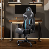 Eureka Ergonomic® Python II Ergonomic Chair, Supports up to 300 lb, 18.88" to 22.83" Seat Height, Black Fabric Seat, Black/Blue Fabric Back (EKAGC08BU) Each