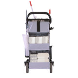 Unger® RestroomRx Janitorial Carts with 16 Qt Bucket, Plastic, 2 Shelves, 23.5 x 19 x 25, Black (UNGRRSPC) Each