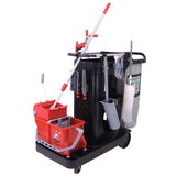 Unger® RestroomRx Janitorial Carts with 16 Qt Bucket, Plastic, 2 Shelves, 23.5 x 19 x 25, Black (UNGRRSPC) Each