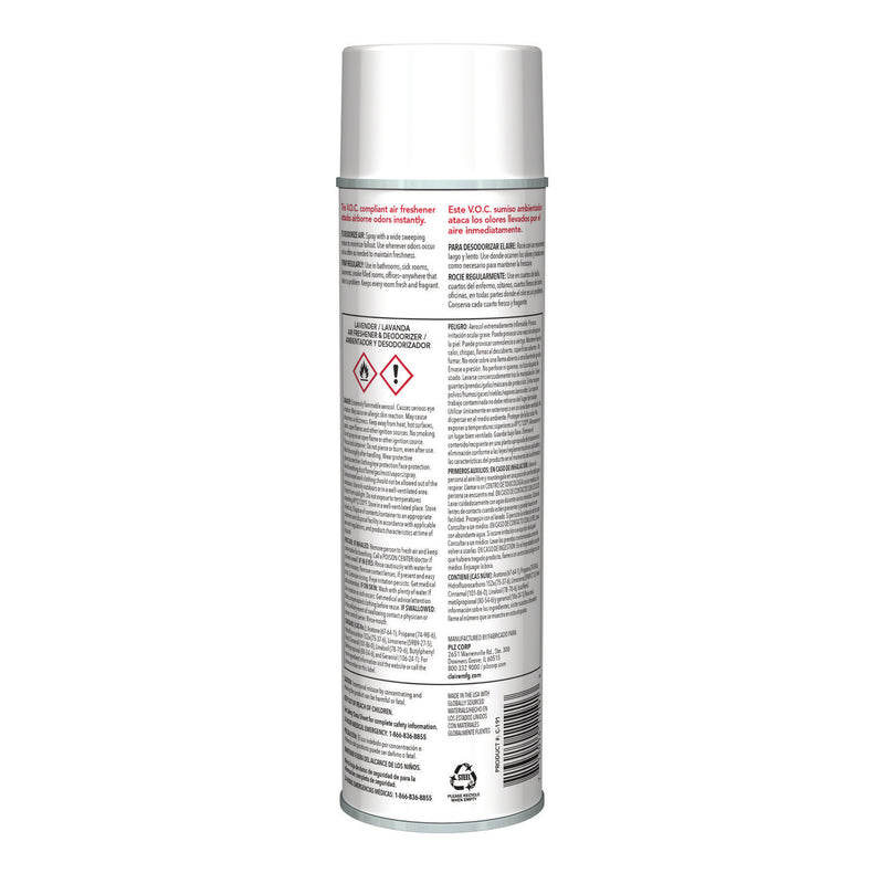 Claire Aerosol Air Freshener and Deodorizer, Lavender, 10 oz Aerosol Spray, 12 Cans (CGC191) Each