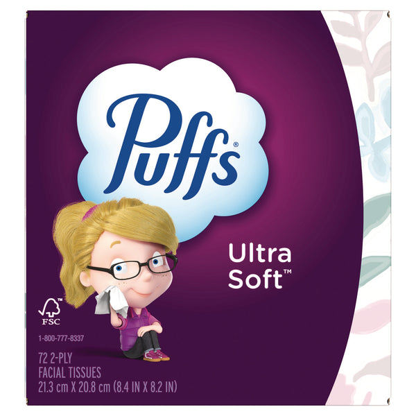 Puffs Ultra Soft Facial Tissue, 2-Ply, White, 72 Sheets/Box, 24 Boxes/Carton (PGC97788) Case of 24