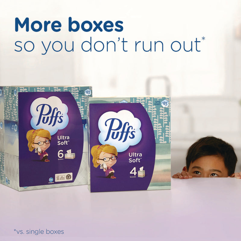 Puffs Ultra Soft Facial Tissue, 2-Ply, White, 72 Sheets/Box, 24 Boxes/Carton (PGC97788) Case of 24