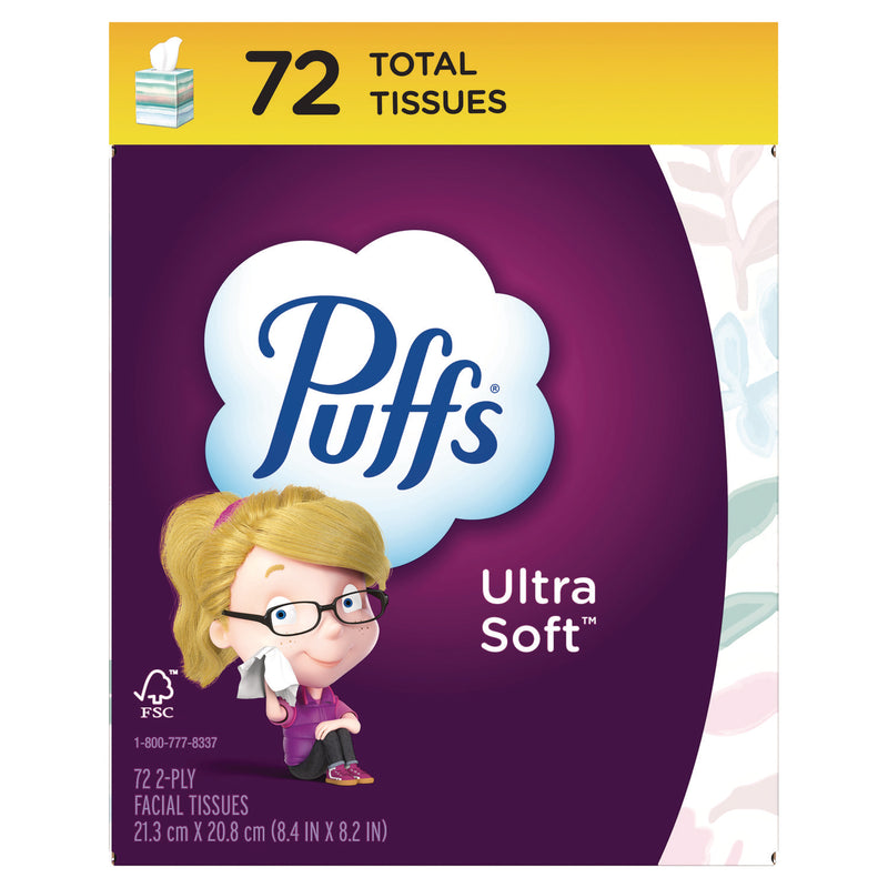 Puffs Ultra Soft Facial Tissue, 2-Ply, White, 72 Sheets/Box, 24 Boxes/Carton (PGC97788) Case of 24