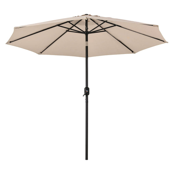 Global Industrial® Outdoor Umbrella with Tilt Mechanism, 102" Span, 94" Long, Tan Canopy, Black Handle (GBE262071) Each