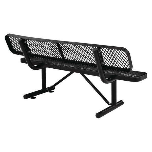 Global Industrial® Expanded Steel Bench With Back, 72 x 24 x 33, Black (GBE277154BK) Each