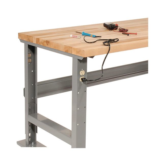 Global Industrial® Light Duty Butcher Block Top Adjustable Height Workbench, 800 lbs, 48 x 30 x 36 to 43, Gray (GBE183149A) Each