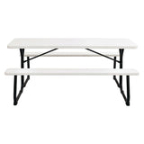 Global Industrial® Blow-Molded Plastic Picnic Table, Rectangular, 72 x 60 x 30, White Top, White Base/Legs (GBE695484) Each