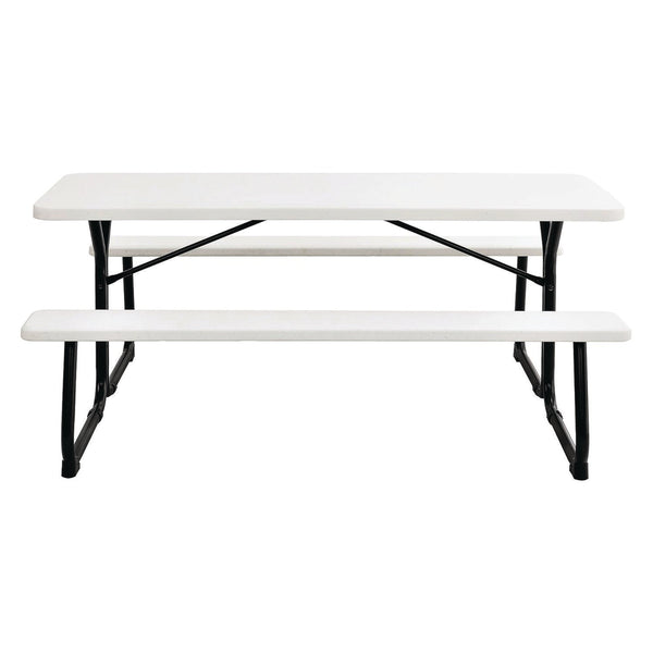 Global Industrial® Blow-Molded Plastic Picnic Table, Rectangular, 72 x 60 x 30, White Top, White Base/Legs (GBE695484) Each