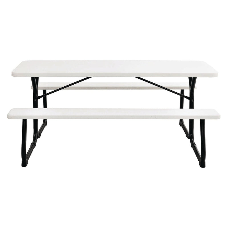 Global Industrial® Blow-Molded Plastic Picnic Table, Rectangular, 72 x 60 x 30, White Top, White Base/Legs (GBE695484) Each