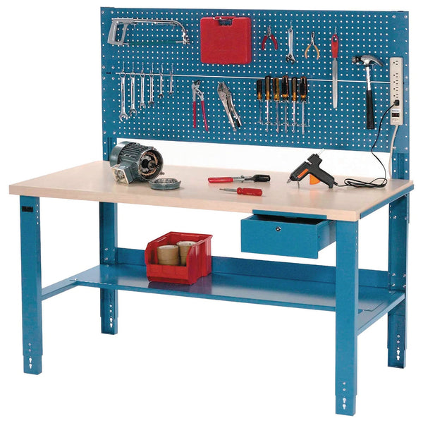 Global Industrial® Complete Industrial Workbench, 800 lbs, 60 x 30 x 57.5 to 62.5, Blue (GBE606929) Each
