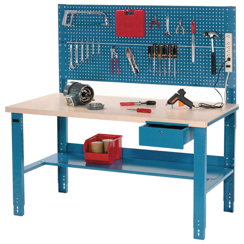 Global Industrial® Complete Industrial Workbench, 800 lbs, 60 x 30 x 57.5 to 62.5, Blue (GBE606929) Each