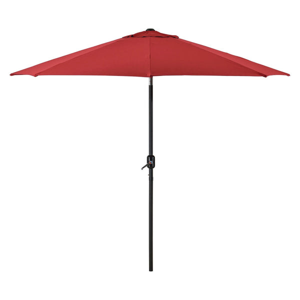 Global Industrial® Outdoor Umbrella with Tilt Mechanism, 102" Span, 94" Long, Red Canopy, Black Handle (GBE262070) Each
