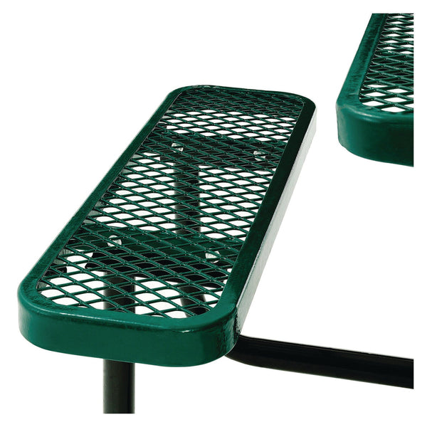 Global Industrial® Expanded Steel Picnic Table, Square, 81 x 81 x 29.5, Green Top, Green Base/Legs (GBE277151GN) Each