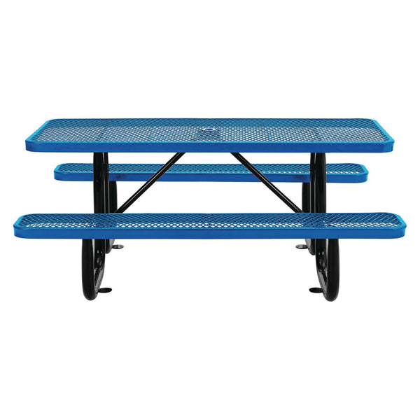 Global Industrial® Expanded Steel Picnic Table, Rectangular, 72 x 62 x 29.5, Blue Top, Blue Base/Legs (GBE277152BL) Each