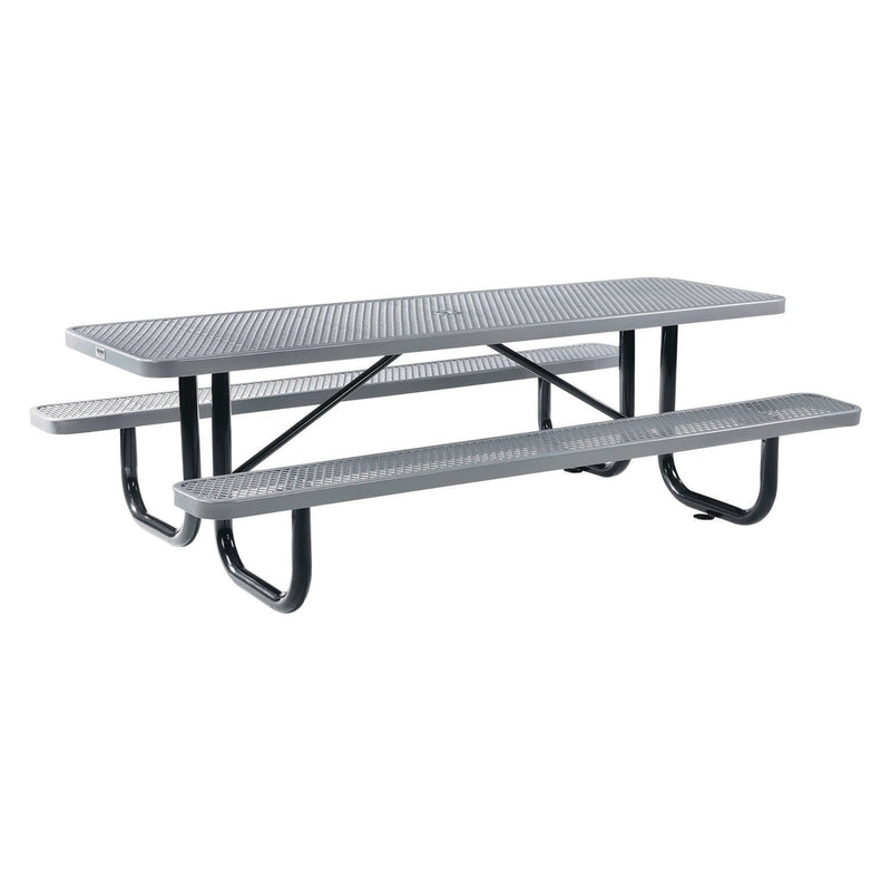 Global Industrial® Expanded Steel Picnic Table, Rectangular, 96 x 62 x 29.5, Gray Top, Gray Base/Legs (GBE277153GY) Each