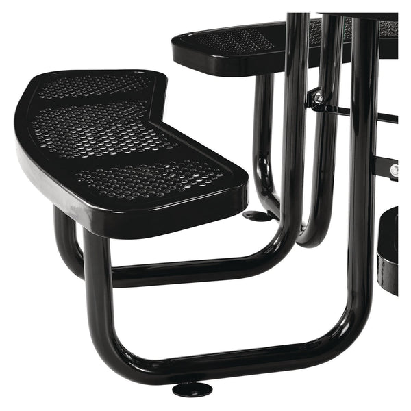 Global Industrial® Perforated Steel Picnic Table, Round, 46" Dia x 29.5"h, Black Top, Black Base/Legs (GBE262078BK) Each