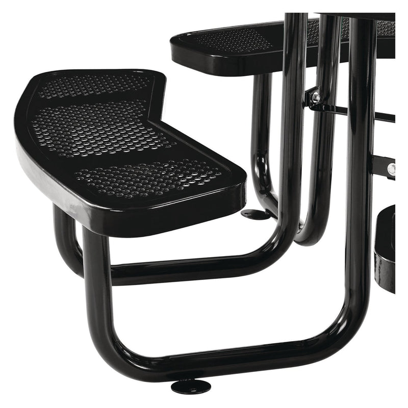 Global Industrial® Perforated Steel Picnic Table, Round, 46" Dia x 29.5"h, Black Top, Black Base/Legs (GBE262078BK) Each