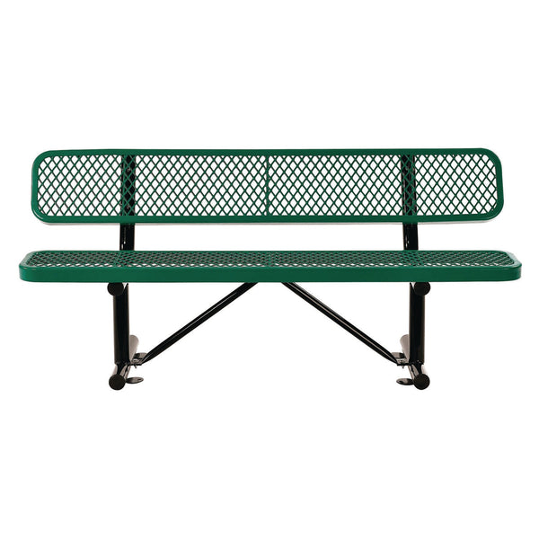 Global Industrial® Expanded Steel Bench With Back, 72 x 24 x 33, Green (GBE277154GN) Each