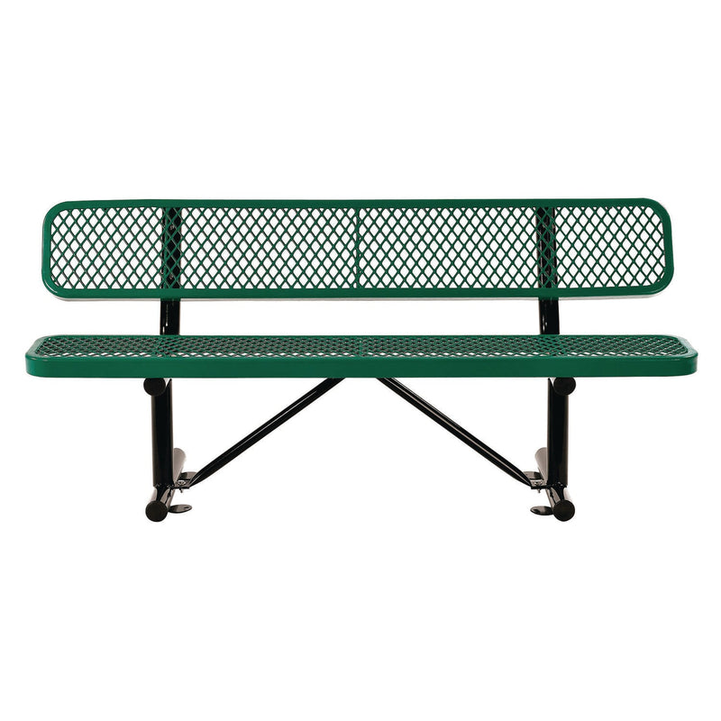 Global Industrial® Expanded Steel Bench With Back, 72 x 24 x 33, Green (GBE277154GN) Each