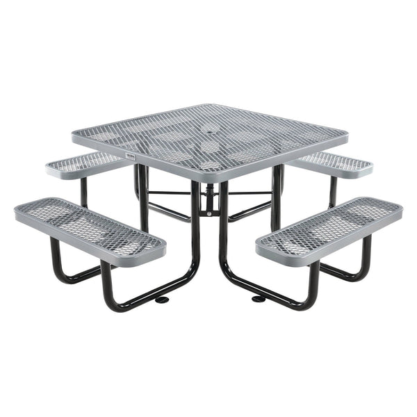 Global Industrial® Expanded Steel Picnic Table, Square, 81 x 81 x 29.5, Gray Top, Gray Base/Legs (GBE277151GY) Each