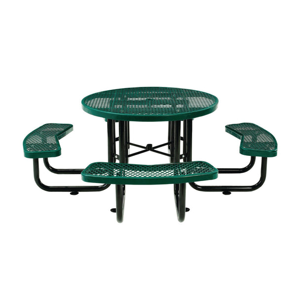 Global Industrial® Expanded Steel Picnic Table, Round, 46" Dia x 29.5"h, Green Top, Green Base/Legs (GBE277150GN) Each
