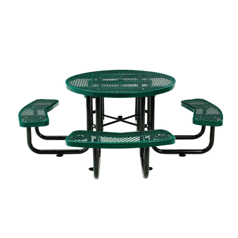 Global Industrial® Expanded Steel Picnic Table, Round, 46" Dia x 29.5"h, Green Top, Green Base/Legs (GBE277150GN) Each