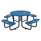 Global Industrial® Expanded Steel Picnic Table, Round, 46" Dia x 29.5"h, Blue Top, Blue Base/Legs (GBE277150BL) Each