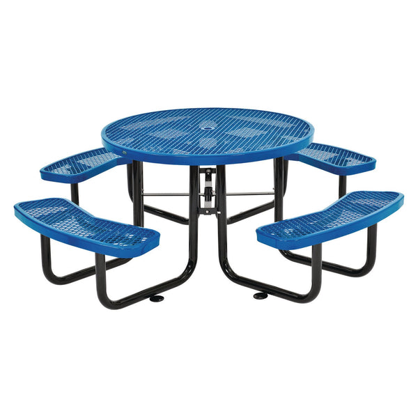 Global Industrial® Expanded Steel Picnic Table, Round, 46" Dia x 29.5"h, Blue Top, Blue Base/Legs (GBE277150BL) Each