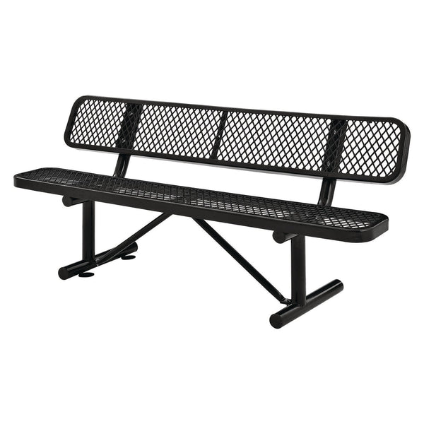 Global Industrial® Expanded Steel Bench With Back, 72 x 24 x 33, Black (GBE277154BK) Each