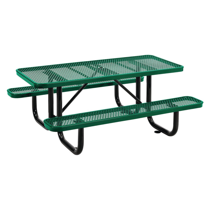 Global Industrial® Expanded Steel Picnic Table, Rectangular, 72 x 62 x 29.5, Green Top, Green Base/Legs (GBE277152GN) Each
