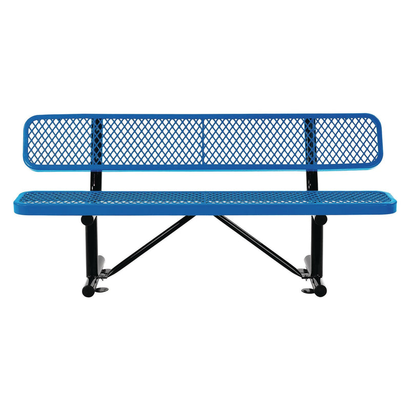 Global Industrial® Expanded Steel Bench With Back, 72 x 24 x 33, Blue (GBE277154BL) Each